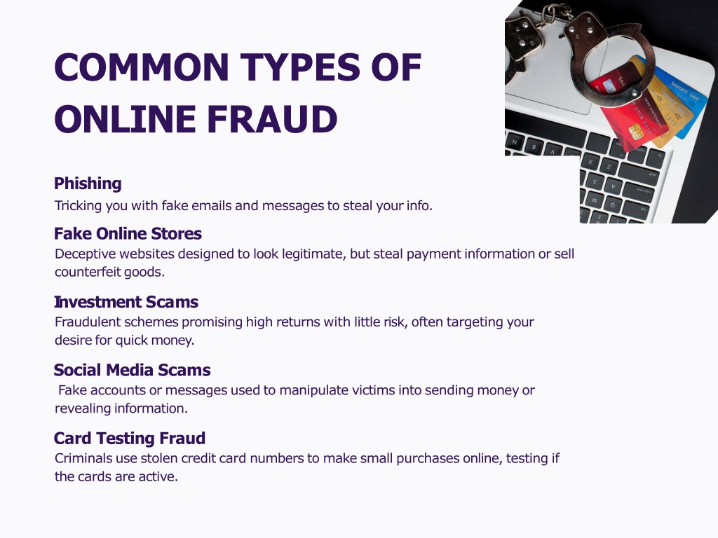 discover the various types of online scams that target individuals and businesses alike. learn how to identify, avoid, and protect yourself from phishing, identity theft, and other cyber threats to stay safe in the digital world.